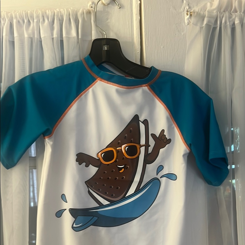 Appaman Ice Cream Sandwich Rashguard Swim TEE Kid’s Size 8 Teal